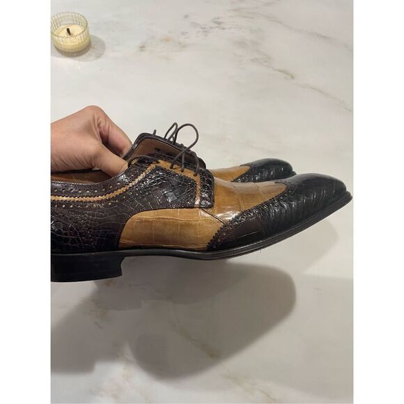 Mezlan Dade Crocodile Wingtip Spectator Shoes size 9 - Picture 5 of 8